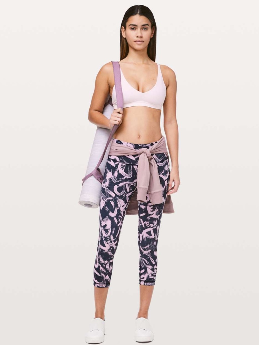 lululemon leggings crop 21  size 8 High-Rise   in Pink and Black